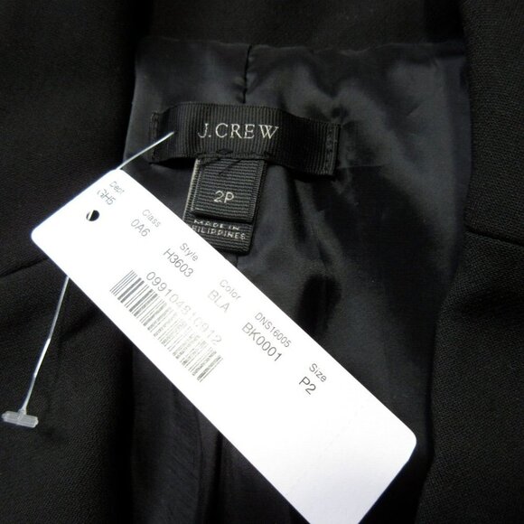 NWT J.Crew Petite Tie-Front Blazer in Black Four Season Stretch Jacket 2P - Picture 3 of 5